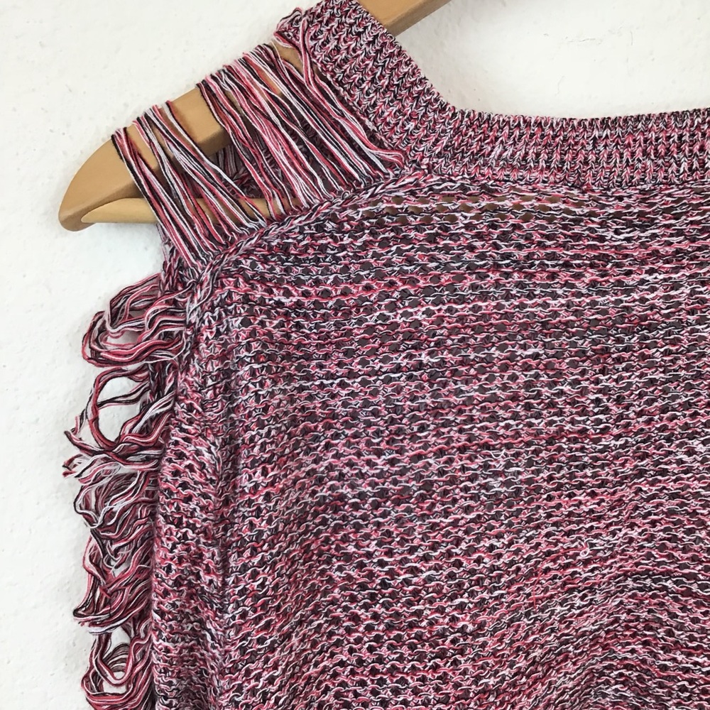 IRO Sweater Crop Pullover Distressed Knit Red M - Picture 5 of 8